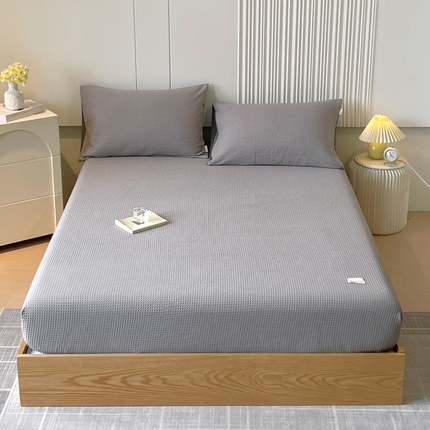 91家纺网 家纺一手货源 找家纺 （总）春皖家纺 2023新款全棉华夫格单床笠-风格一