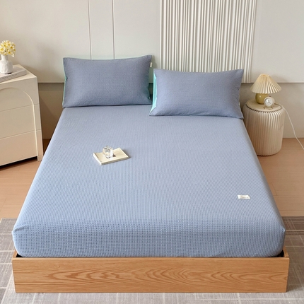 91家纺网 家纺一手货源 找家纺 （总）春皖家纺 2023新款全棉华夫格单床笠-风格一