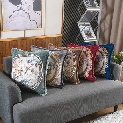 91家纺网 家纺一手货源 找家纺 （总）仁宇枕业 2023年新款枕芯 爆款欧式雪尼尔抱枕头靠垫