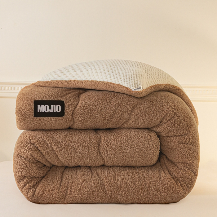 91家纺网 家纺一手货源 找家纺 荔禾家居 2023新款羊羔绒贝贝绒贴标保暖冬被被子被芯 卡其