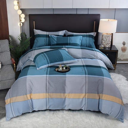 金纱玉纺家纺 2023新款纯棉加厚AB版四件套 卡姿-蓝