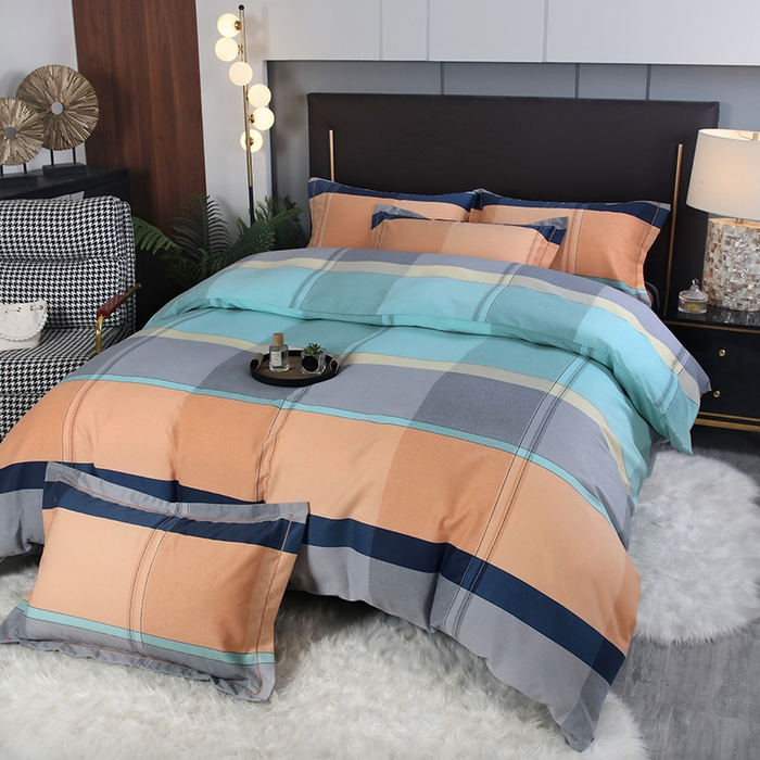 91家纺网 家纺一手货源 找家纺 金纱玉纺家纺 2023新款纯棉加厚AB版四件套 卡姿-桔