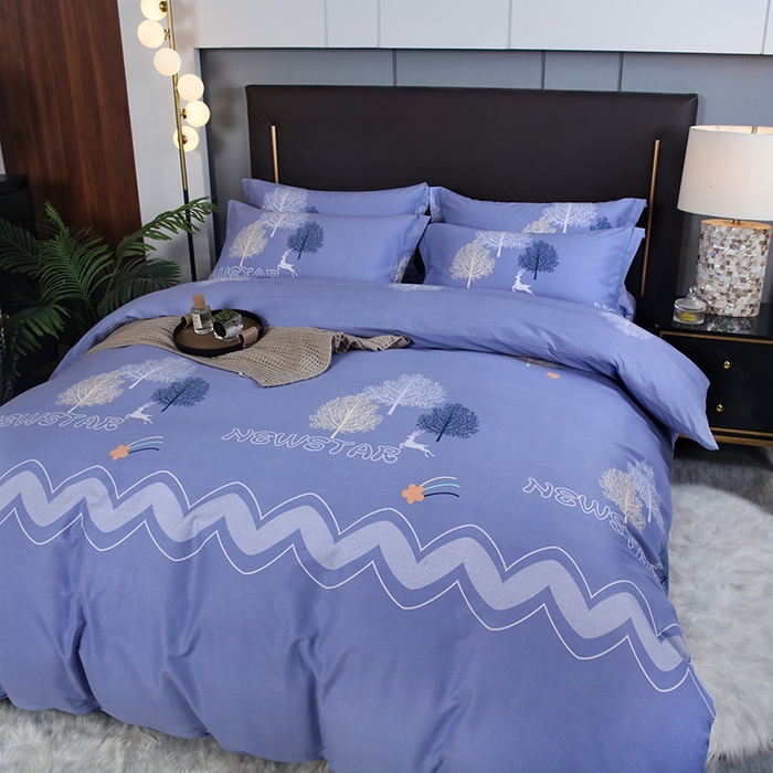 91家纺网 家纺一手货源 找家纺 金纱玉纺家纺 2023新款纯棉加厚AB版四件套 仲夏之夜-紫