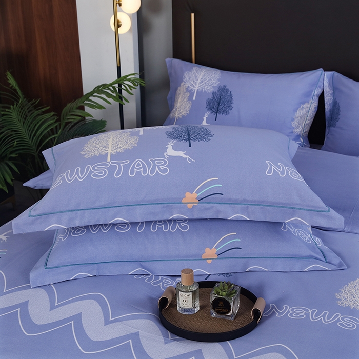 91家纺网 家纺一手货源 找家纺 金纱玉纺家纺 2023新款纯棉加厚AB版四件套 仲夏之夜-紫