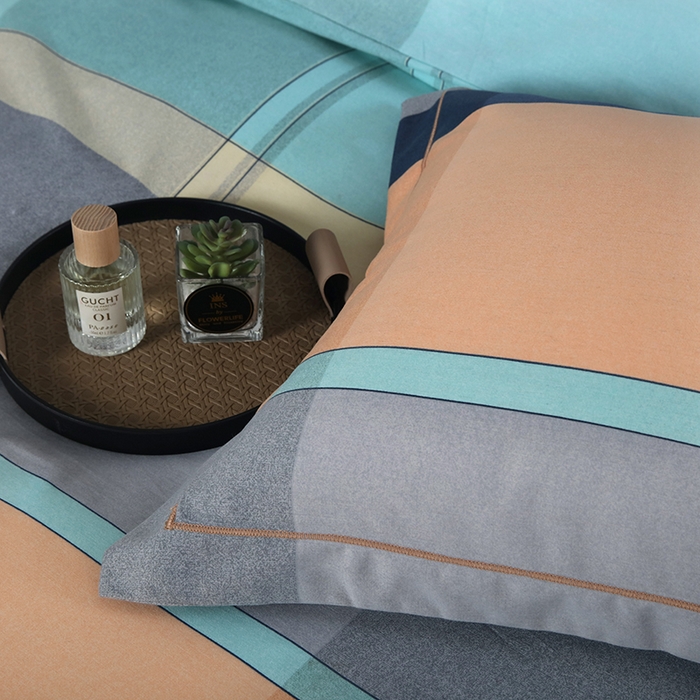 91家纺网 家纺一手货源 找家纺 金纱玉纺家纺 2023新款纯棉加厚AB版四件套 卡姿-桔