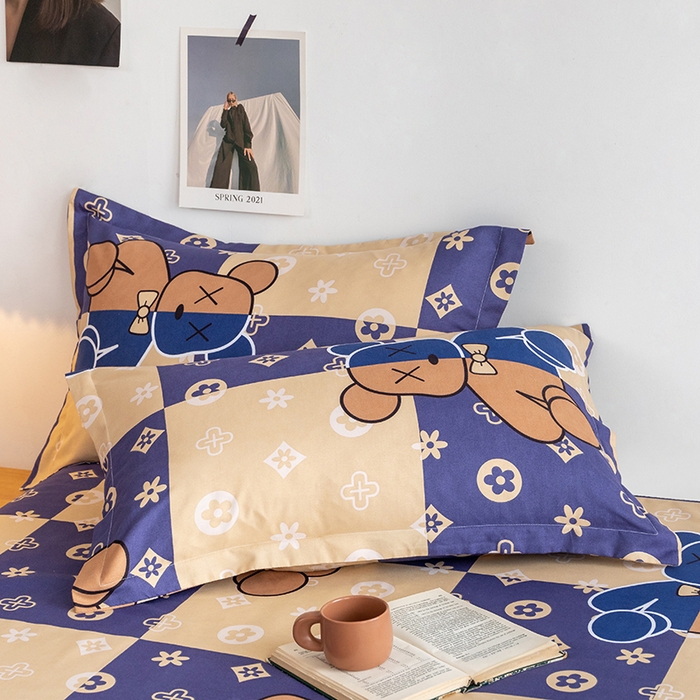 91家纺网 家纺一手货源 找家纺 佑佳家纺 2024新款140克磨毛印花单枕套 布鲁熊