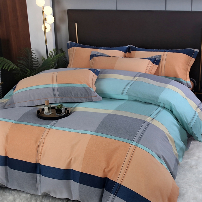 91家纺网 家纺一手货源 找家纺 金纱玉纺家纺 2023新款纯棉加厚AB版四件套 卡姿-桔