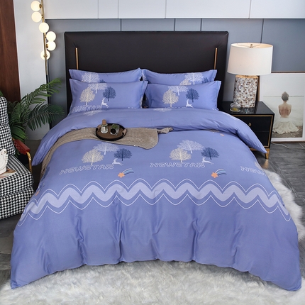 金纱玉纺家纺 2023新款纯棉加厚AB版四件套 仲夏之夜-紫