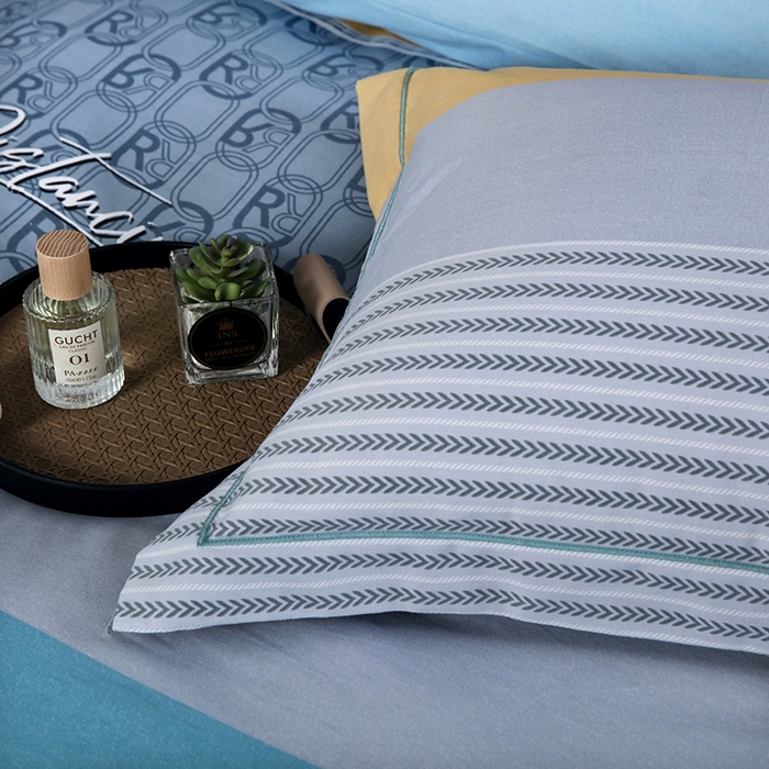 91家纺网 家纺一手货源 找家纺 金纱玉纺家纺 2023新款纯棉加厚AB版四件套 铂金时代-蓝