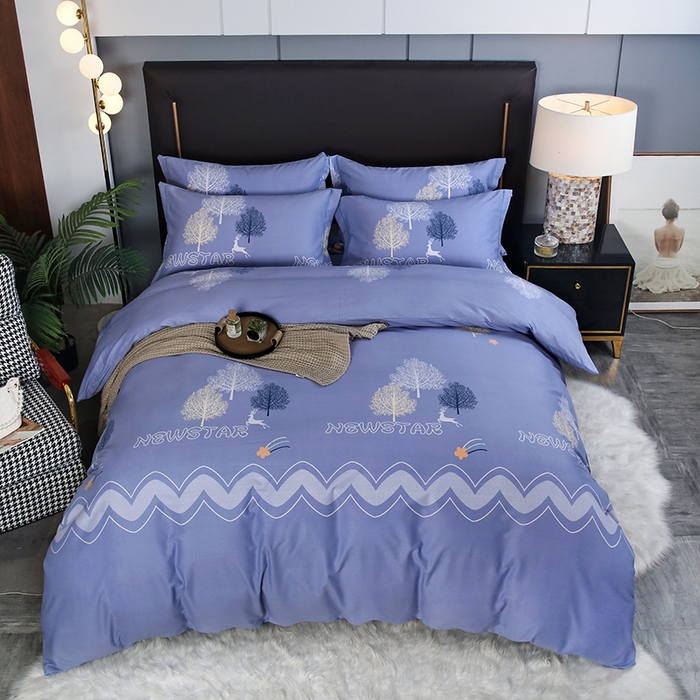 91家纺网 家纺一手货源 找家纺 金纱玉纺家纺 2023新款纯棉加厚AB版四件套 仲夏之夜-紫