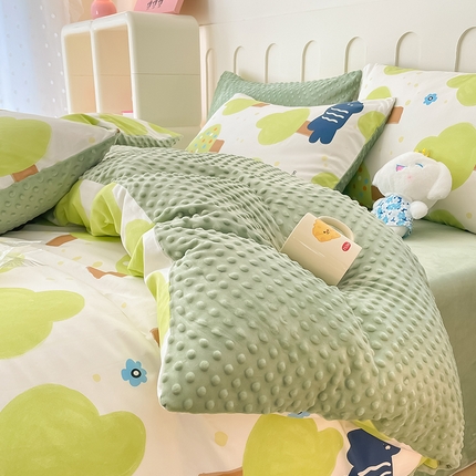 91家纺网 家纺一手货源 找家纺 （总）麦伦家居 2023秋冬新品多功能床品全棉+豆豆绒四件套卡通小清新系列