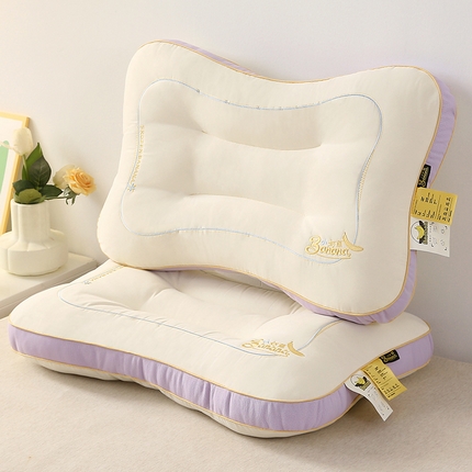 91家纺网 家纺一手货源 找家纺 梦叶草 2023新款小奶蕉学生护颈枕头乳胶层枕芯（专利版权 盗版必究）骨型枕小奶蕉-香芋紫