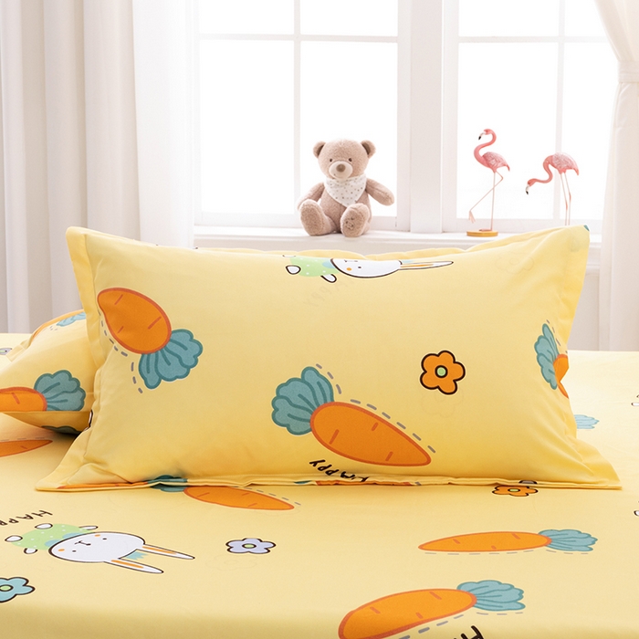 91家纺网 家纺一手货源 找家纺 佑佳家纺 2024新款140克磨毛印花单枕套 萝卜兔