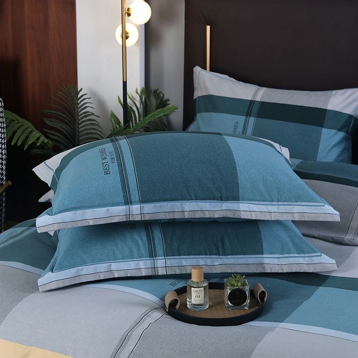 91家纺网 家纺一手货源 找家纺 金纱玉纺家纺 2023新款纯棉加厚AB版四件套 卡姿-蓝