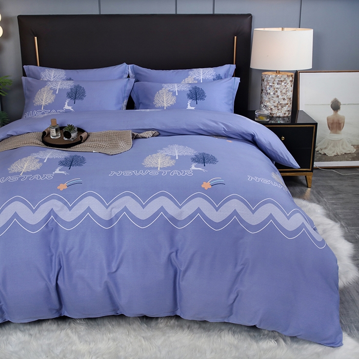 91家纺网 家纺一手货源 找家纺 金纱玉纺家纺 2023新款纯棉加厚AB版四件套 仲夏之夜-紫