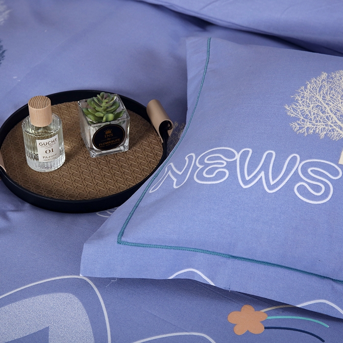 91家纺网 家纺一手货源 找家纺 金纱玉纺家纺 2023新款纯棉加厚AB版四件套 仲夏之夜-紫