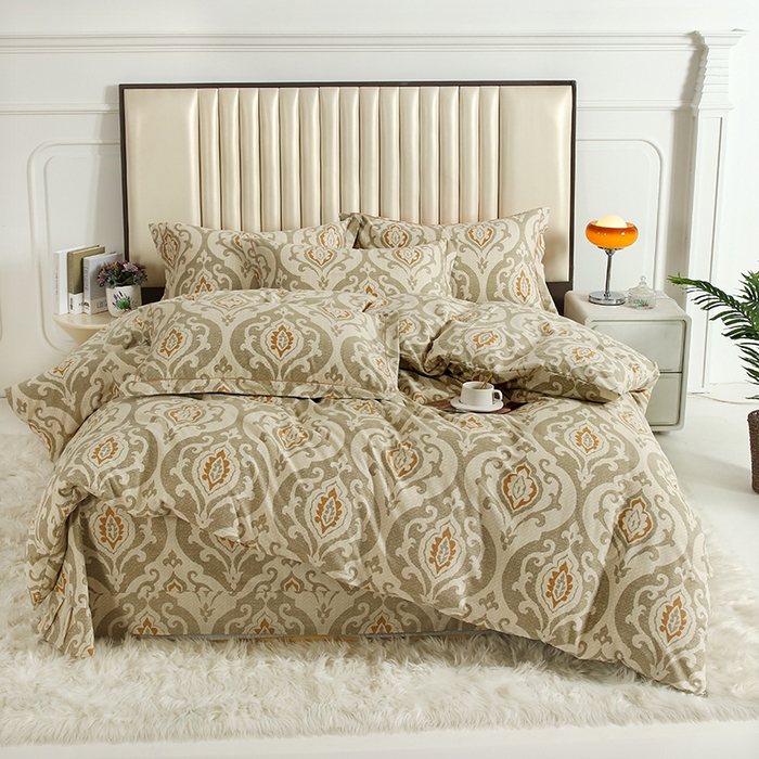 91家纺网 家纺一手货源 找家纺 金纱玉纺家纺 2024新款加厚AB版四件套 慕斯光年