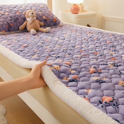 喜居 2023新款牛奶绒床垫夹棉床垫抗菌床垫学生宿舍床垫 紫色蔷薇