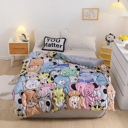 91家纺网 家纺一手货源 找家纺 八零年代 2023新款大版卡通婴儿绒豆豆被加厚秋冬儿童被子被芯宝宝安抚豆豆被 豆豆被 动物王国