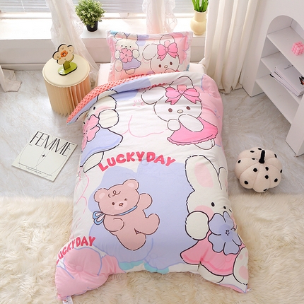 91家纺网 家纺一手货源 找家纺 （总）八零年代 2023新款大版卡通婴儿绒豆豆被加厚秋冬儿童被子被芯宝宝安抚豆豆被