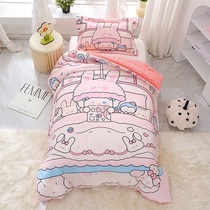 91家纺网 家纺一手货源 找家纺 八零年代 2023新款大版卡通婴儿绒豆豆被加厚秋冬儿童被子被芯宝宝安抚豆豆被 豆豆被 晚安宝贝