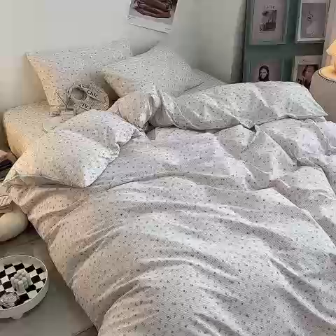 91家纺网 家纺一手货源 找家纺 一米阳光 2023新款13372小清新纯棉四件套 春田