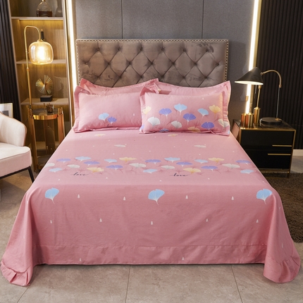 伊而梦 2023新款全棉磨毛印花四件套系列单品床单 花影花梦-粉