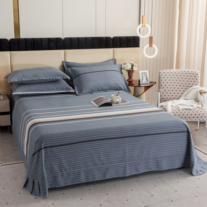 91家纺网 家纺一手货源 找家纺 伊而梦 2023新款全棉磨毛印花四件套系列单品床单 安东尼-绿