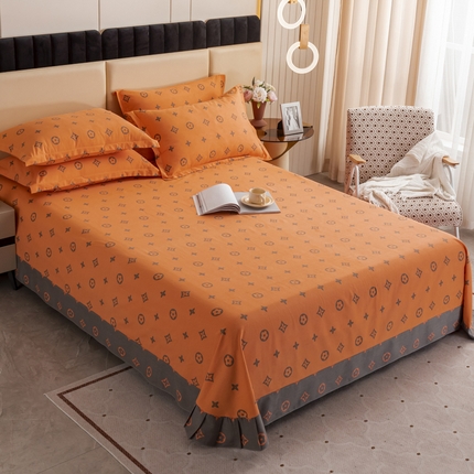 伊而梦 2023新款全棉磨毛印花四件套系列单品床单 布莱迪-桔