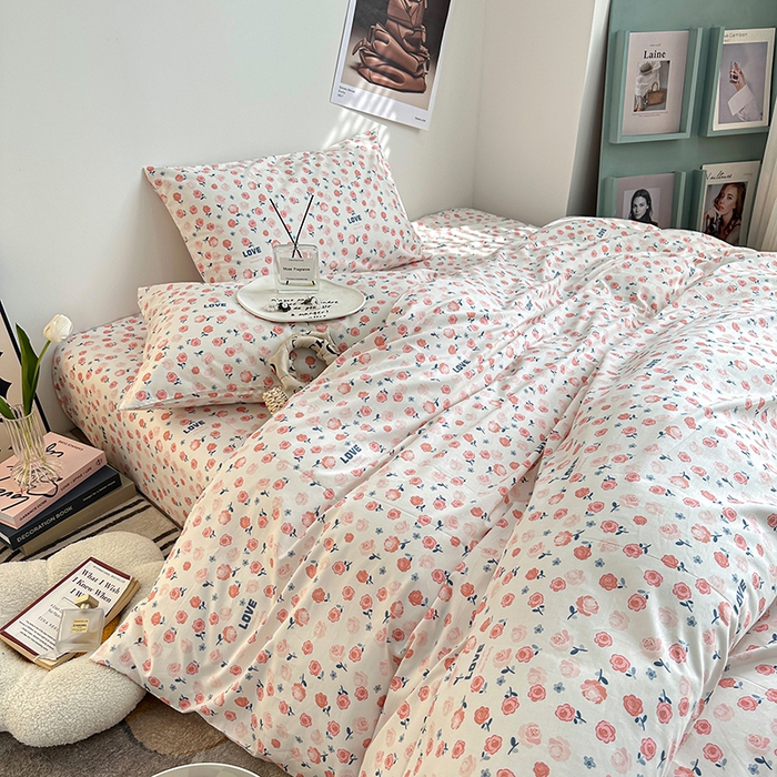 91家纺网 家纺一手货源 找家纺 一米阳光 2023新款13372小清新纯棉四件套 魅心