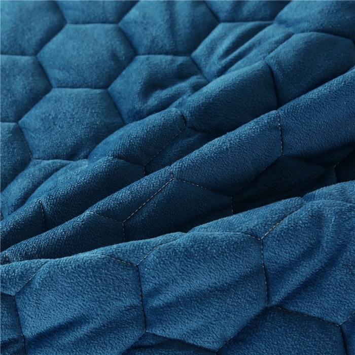 91家纺网 家纺一手货源 找家纺 胜权家纺 2023新款牛奶绒纯色夹棉单床裙单件保暖三件套席梦思床护垫 唯美-绅士蓝