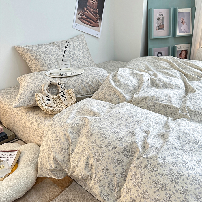 91家纺网 家纺一手货源 找家纺 一米阳光 2023新款13372小清新纯棉四件套 枝上花