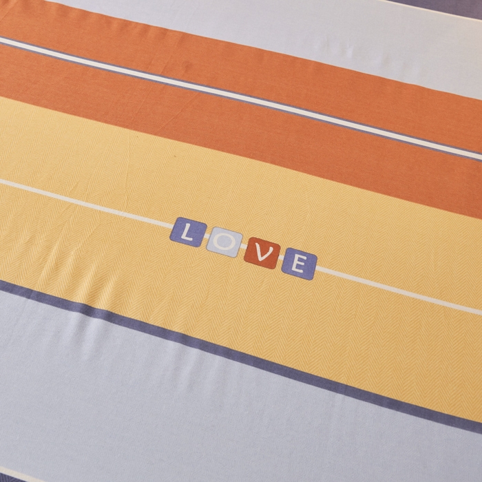 91家纺网 家纺一手货源 找家纺 伊而梦 2023新款全棉磨毛印花四件套系列单品床单 爱的初心-橘