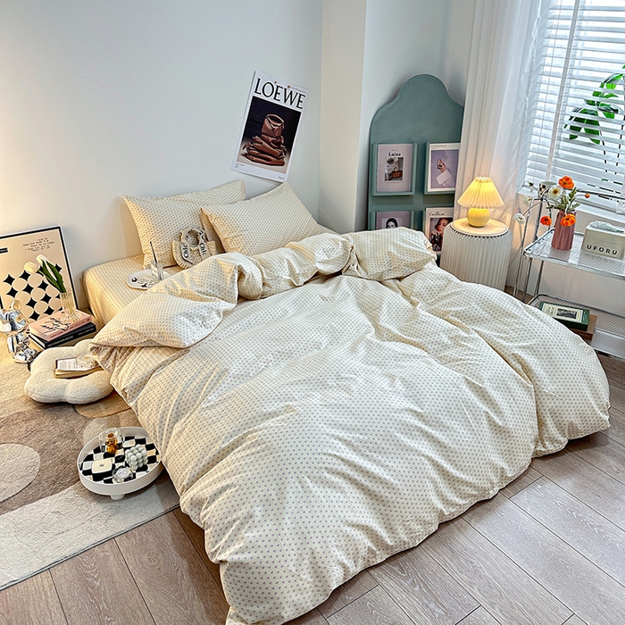 91家纺网 家纺一手货源 找家纺 一米阳光 2023新款13372小清新纯棉四件套 紫心