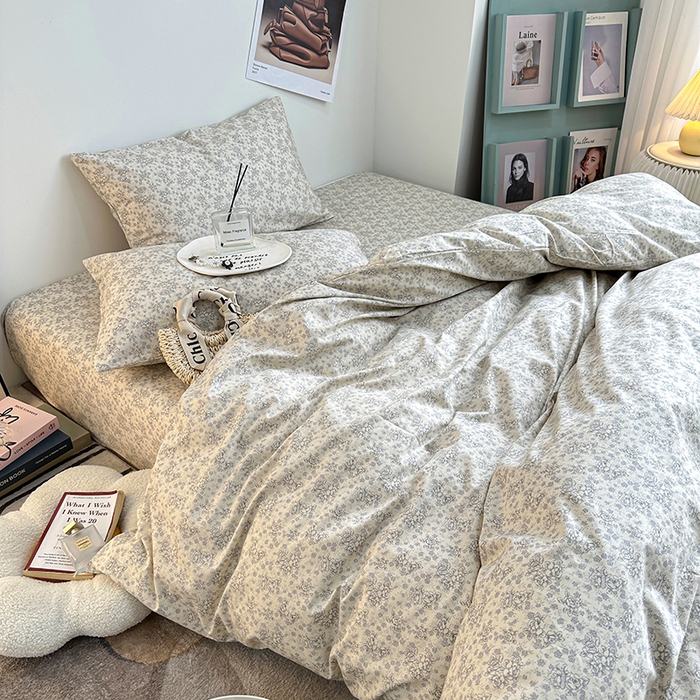 91家纺网 家纺一手货源 找家纺 一米阳光 2023新款13372小清新纯棉四件套 枝上花