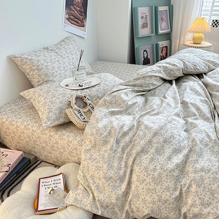 91家纺网 家纺一手货源 找家纺 一米阳光 2023新款13372小清新纯棉四件套 枝上花