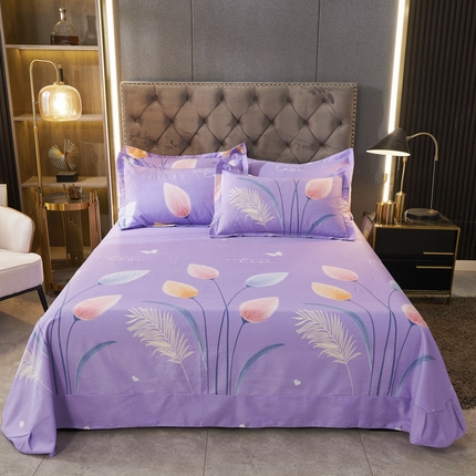 伊而梦 2023新款全棉磨毛印花四件套系列单品床单 香兰草-紫