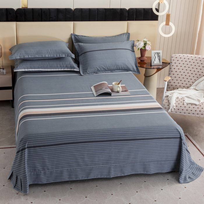 91家纺网 家纺一手货源 找家纺 伊而梦 2023新款全棉磨毛印花四件套系列单品床单 安东尼-绿