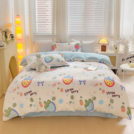 91家纺网 家纺一手货源 找家纺 （总）乐童2024新款吊边款牛奶绒四件套