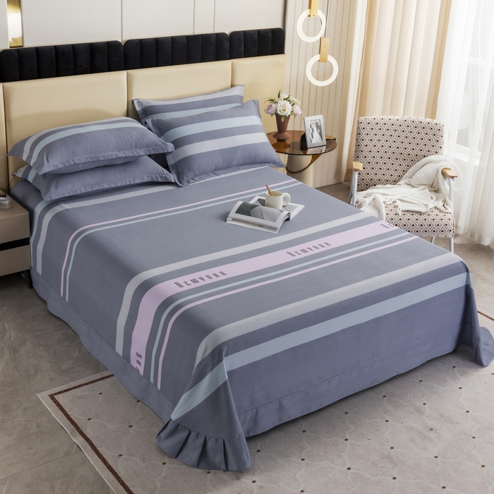 91家纺网 家纺一手货源 找家纺 伊而梦 2023新款全棉磨毛印花四件套系列单品床单 乔纳森-蓝