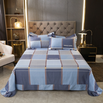 伊而梦 2023新款全棉磨毛印花四件套系列单品床单 布鲁可-蓝