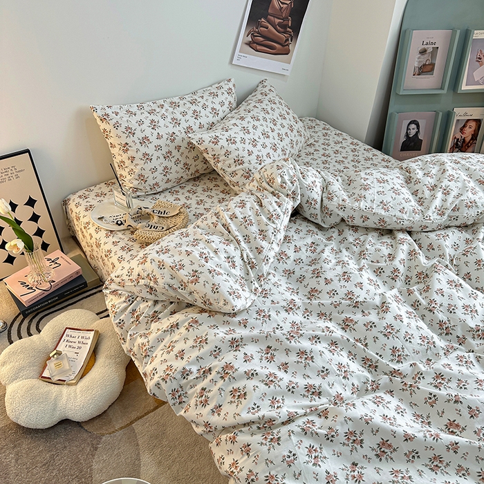 91家纺网 家纺一手货源 找家纺 一米阳光 2023新款13372小清新纯棉四件套 洛神