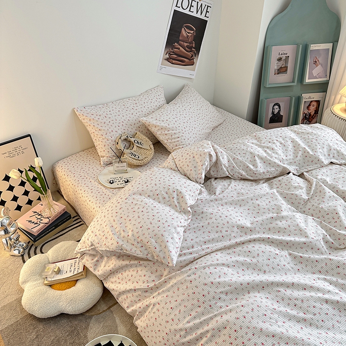 91家纺网 家纺一手货源 找家纺 一米阳光 2023新款13372小清新纯棉四件套 春田