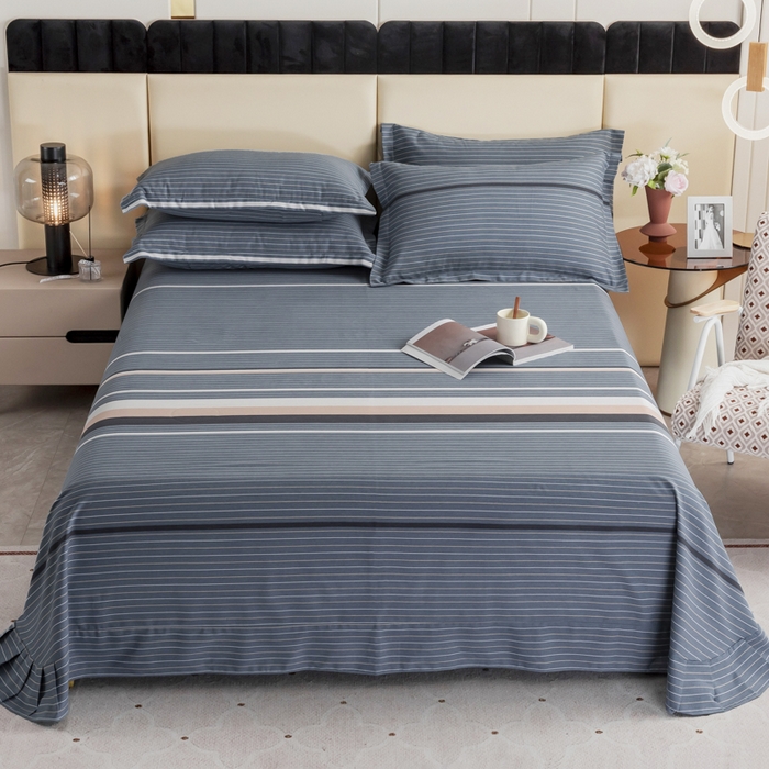 91家纺网 家纺一手货源 找家纺 伊而梦 2023新款全棉磨毛印花四件套系列单品床单 安东尼-绿