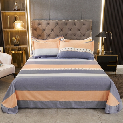 伊而梦 2023新款全棉磨毛印花四件套系列单品床单 霍尔顿-桔