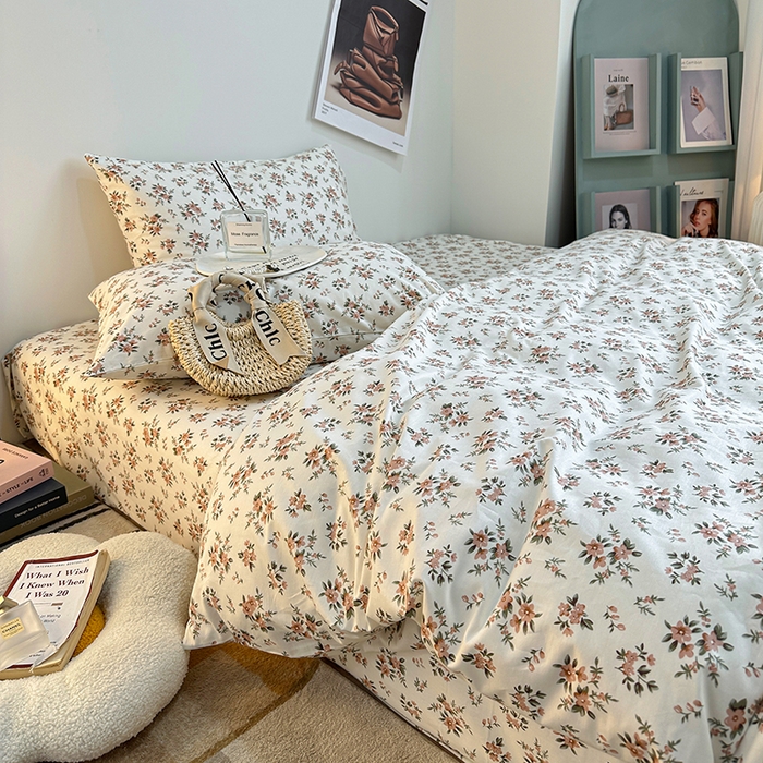 91家纺网 家纺一手货源 找家纺 一米阳光 2023新款13372小清新纯棉四件套 洛神