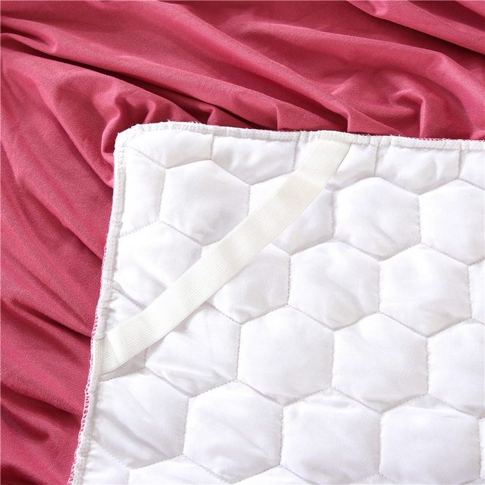 91家纺网 家纺一手货源 找家纺 胜权家纺 2023新款牛奶绒纯色夹棉单床裙单件保暖三件套席梦思床护垫 唯美-裸豆沙