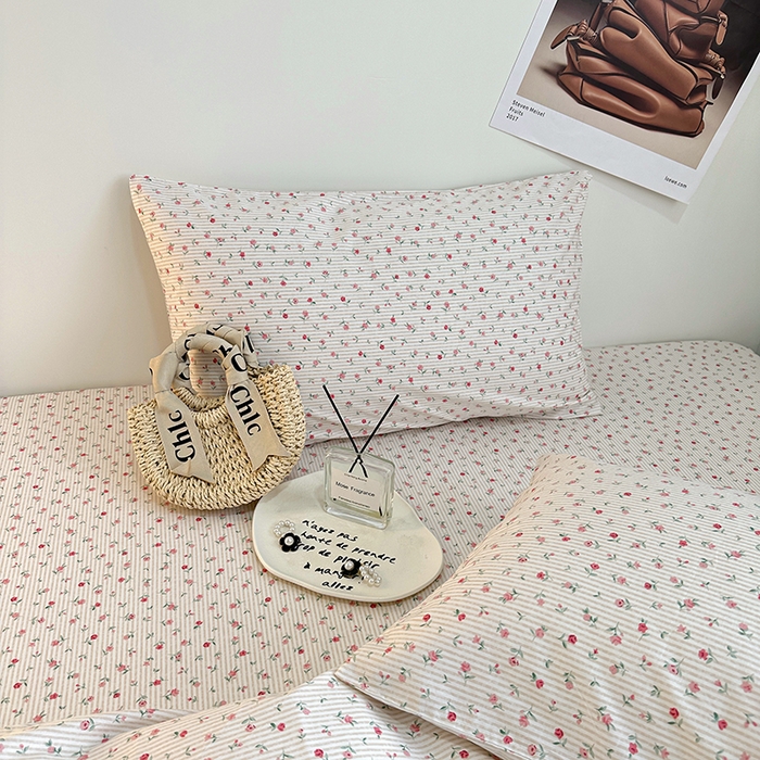 91家纺网 家纺一手货源 找家纺 一米阳光 2023新款13372小清新纯棉四件套 春田