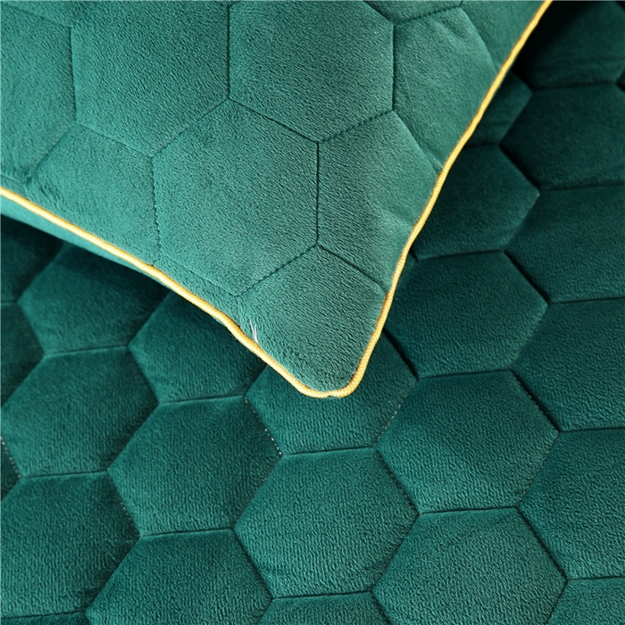 91家纺网 家纺一手货源 找家纺 胜权家纺 2023新款牛奶绒纯色夹棉单床裙单件保暖三件套席梦思床护垫 唯美-孔雀绿