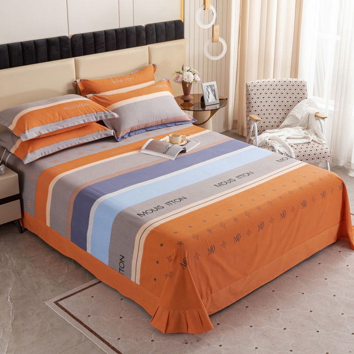 91家纺网 家纺一手货源 找家纺 伊而梦 2023新款全棉磨毛印花四件套系列单品床单 圣托里尼-桔